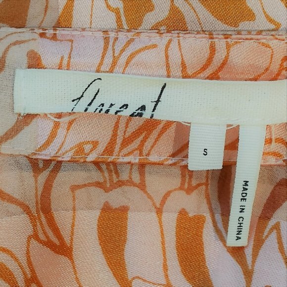 Floreat Anthropologie Silk Blend Size Small Floral Striped Hi Low Blouse - Picture 9 of 12